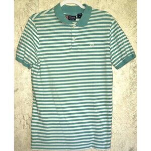 Chaps Ralph Lauren Polo Shirt MEN MEDIUM M Cotton Blue Striped Stripe